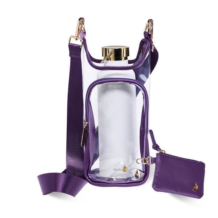 JUNE MARKET: Clear HydroBag® Stadium with Purple Trim and Matching RFID Pouch by Wanderfull (Ships in 2-3 Weeks)