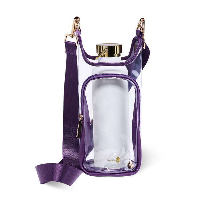 JUNE MARKET: Clear HydroBag® Stadium with Purple Trim and Matching RFID Pouch by Wanderfull (Ships in 2-3 Weeks)
