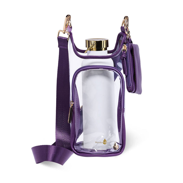 JUNE MARKET: Clear HydroBag® Stadium with Purple Trim and Matching RFID Pouch by Wanderfull (Ships in 2-3 Weeks)