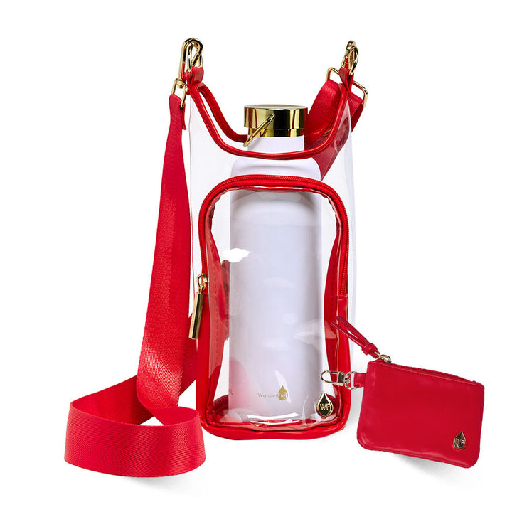 JUNE MARKET: Clear HydroBag® Stadium with Red Trim and Matching RFID Pouch by Wanderfull (Ships in 2-3 Weeks)