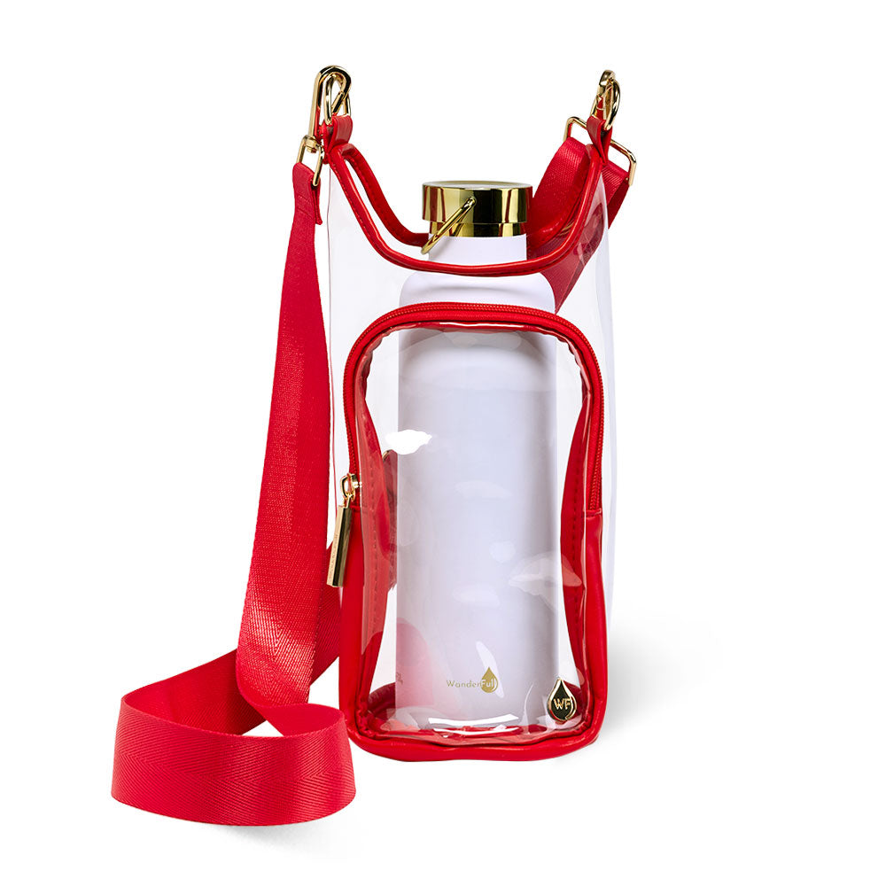 JUNE MARKET: Clear HydroBag® Stadium with Red Trim and Matching RFID Pouch by Wanderfull (Ships in 2-3 Weeks)