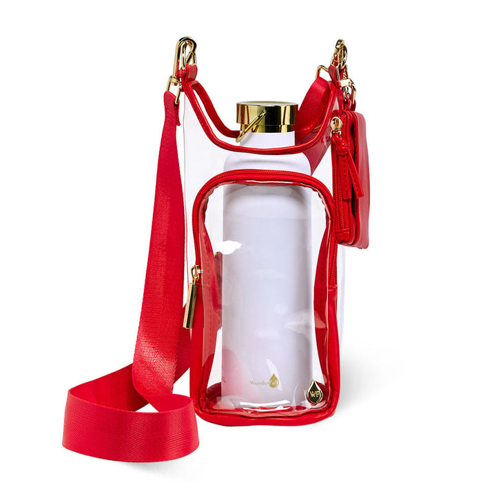 JUNE MARKET: Clear HydroBag® Stadium with Red Trim and Matching RFID Pouch by Wanderfull (Ships in 2-3 Weeks)