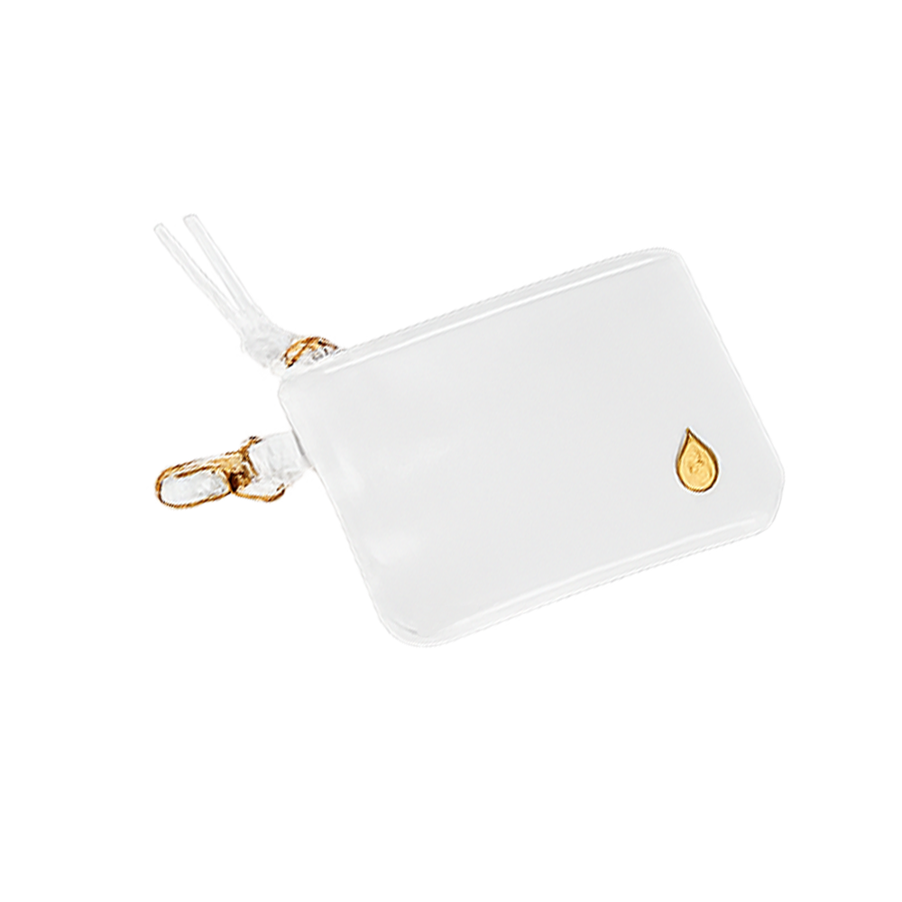 JUNE MARKET: Clear HydroBag® Stadium with White Vegan Leather Trim and Matching RFID Pouch by Wanderfull (Ships in 2-3 Weeks)