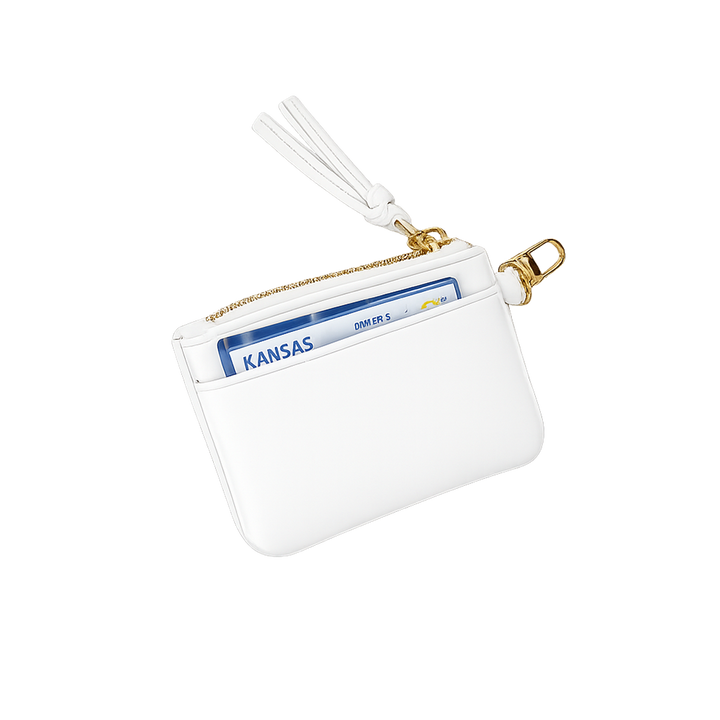 JUNE MARKET: Clear HydroBag® Stadium with White Vegan Leather Trim and Matching RFID Pouch by Wanderfull (Ships in 2-3 Weeks)