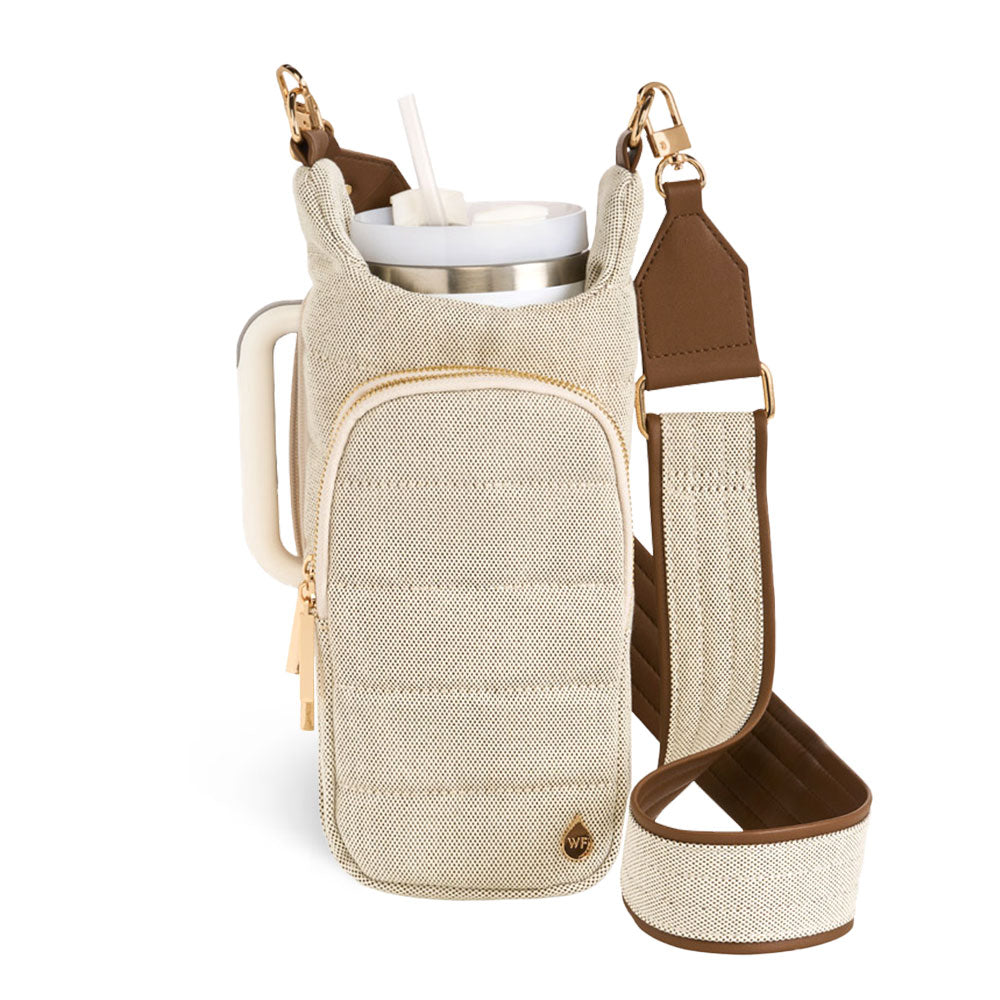 JUNE MARKET: HydroBag® HANDLE® - Dark Oatmeal Canvas with Canvas Vegan Leather Strap by Wanderfull (Ships in 2-3 Weeks)