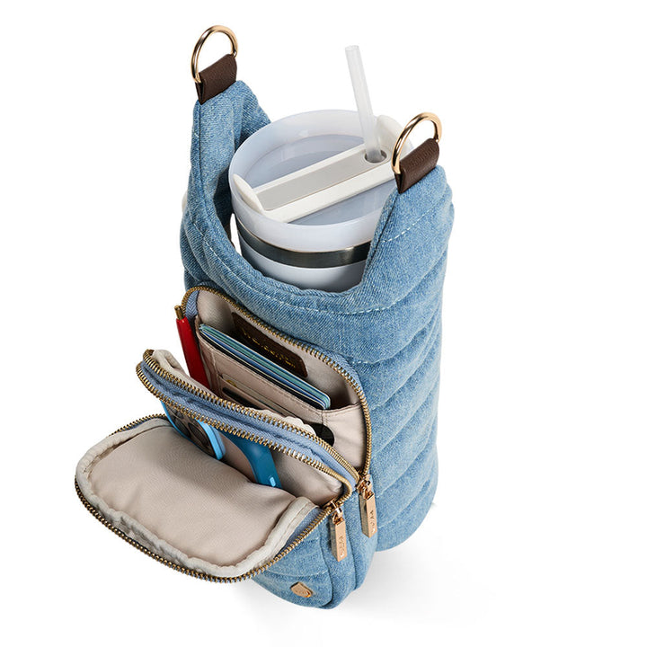 JUNE MARKET: HydroBag® HANDLE®- Light Denim with Gold Hardware by Wanderfull (Ships in 2-3 Weeks)