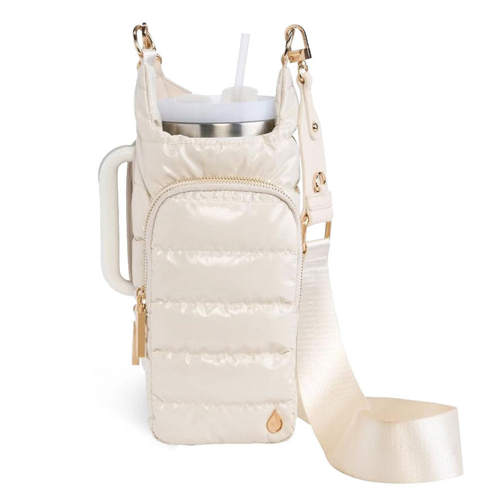 JUNE MARKET: HydroBag® HANDLE® - Ivory Lacquer with Solid Vegan Leather Trimmed Strap by Wanderfull (Ships in 2-3 Weeks)