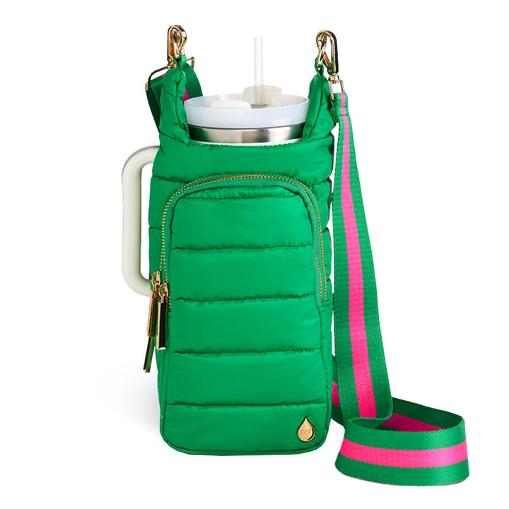 JUNE MARKET: HydroBag® HANDLE®- Kelly Green with Pink and Green Striped Strap by Wanderfull (Ships in 2-3 Weeks)