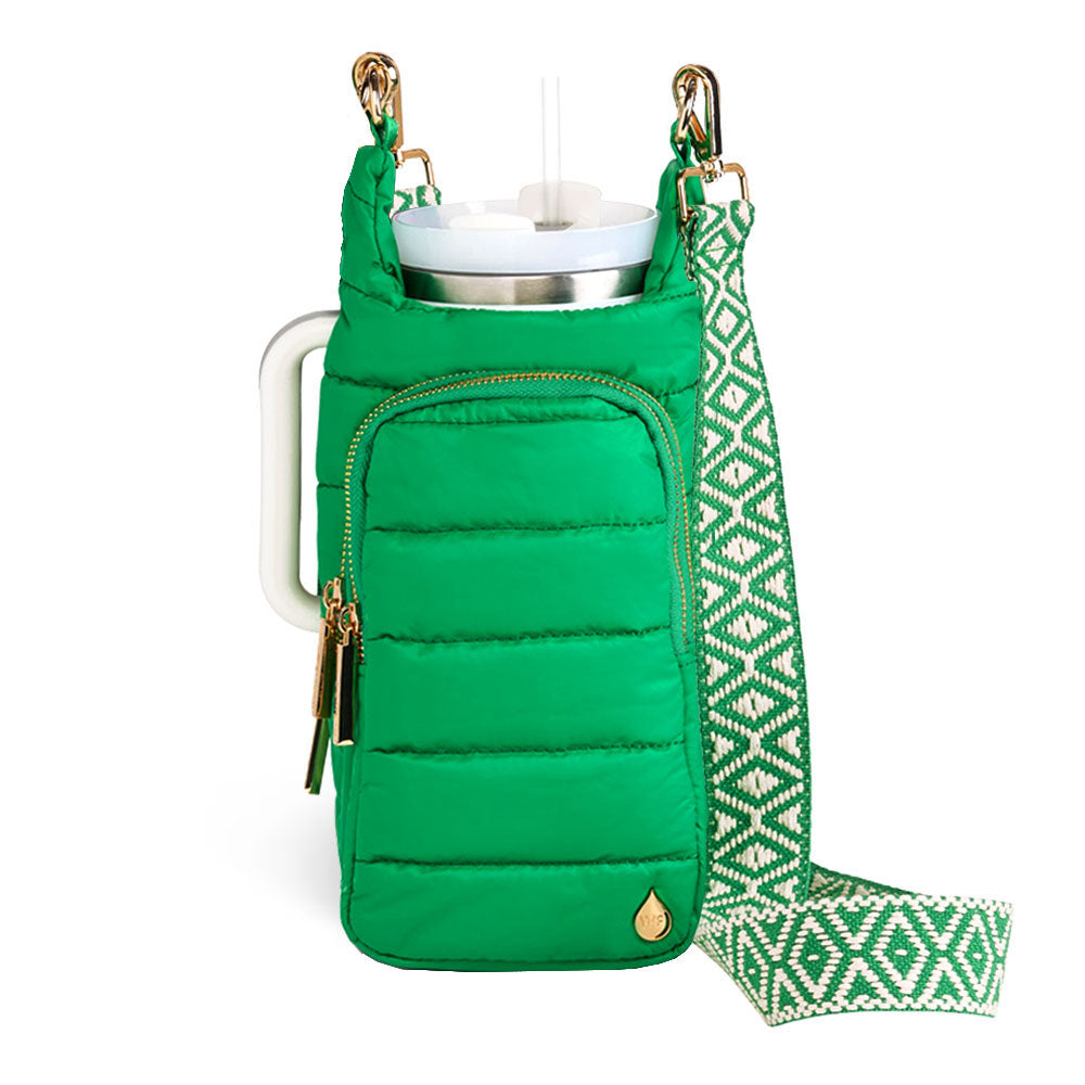 JUNE MARKET: HydroBag® HANDLE®- Kelly Green with Green and White patterned strap by Wanderfull (Ships in 2-3 Weeks)