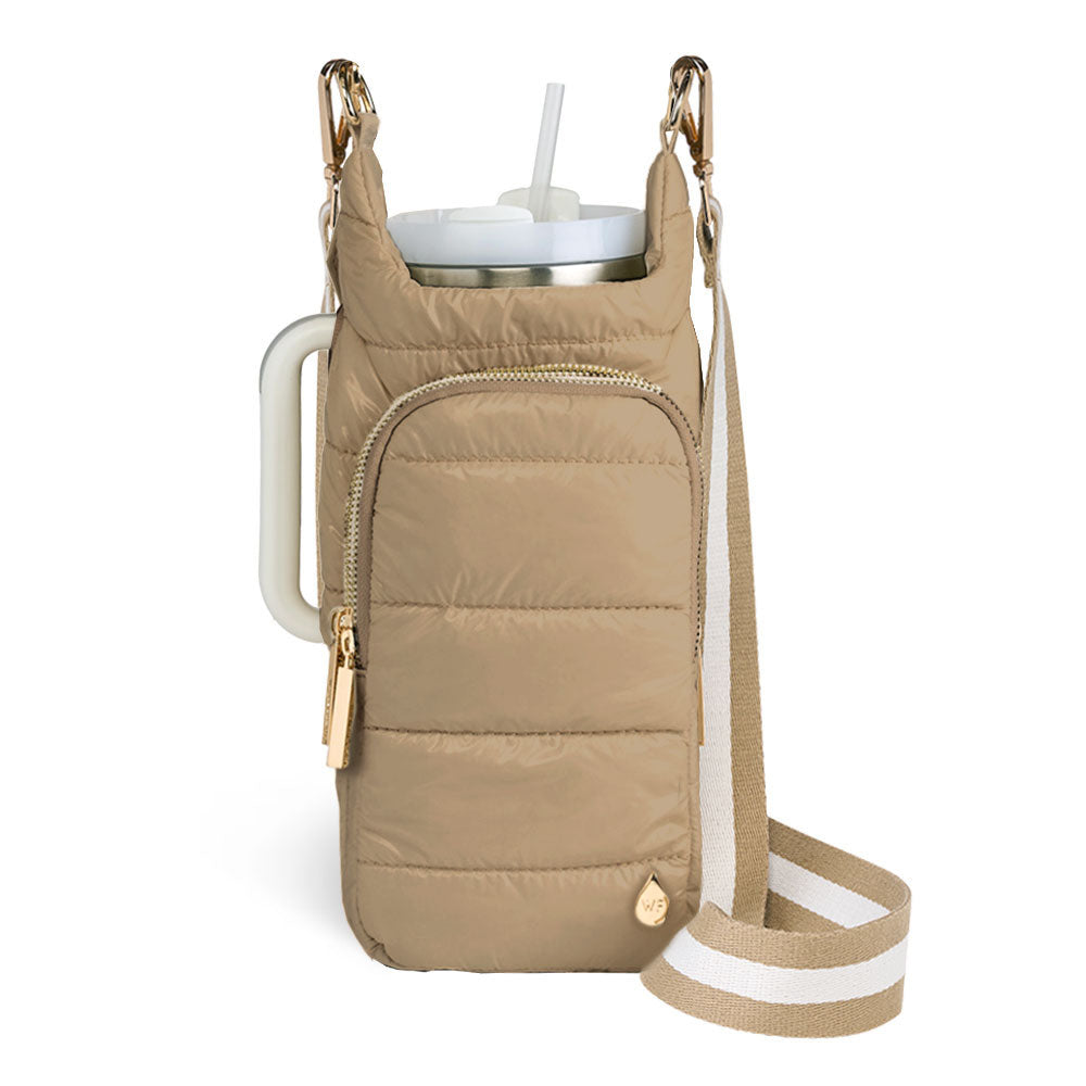 JUNE MARKET: HydroBag HANDLE®- Khaki with Khaki and White Striped Strap and Gold Hardware by Wanderfull (Ships in 2-3 Weeks)
