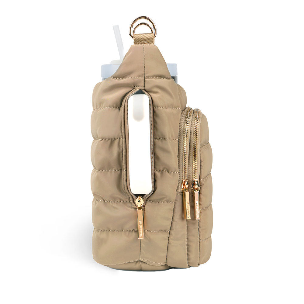 JUNE MARKET: HydroBag HANDLE®- Khaki with Khaki and White Striped Strap and Gold Hardware by Wanderfull (Ships in 2-3 Weeks)