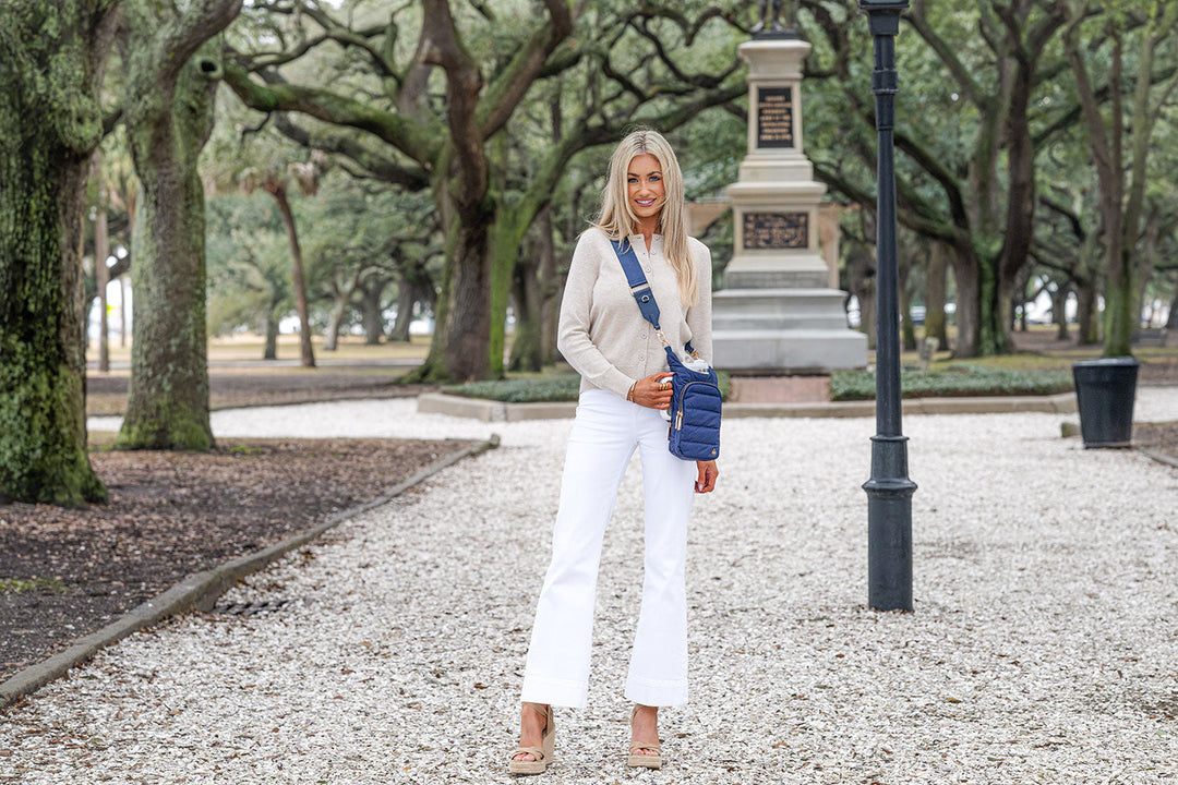 JUNE MARKET: HydroBag® HANDLE®- Navy Matte with Solid Vegan Leather Strap by Wanderfull (Ships in 2-3 Weeks)