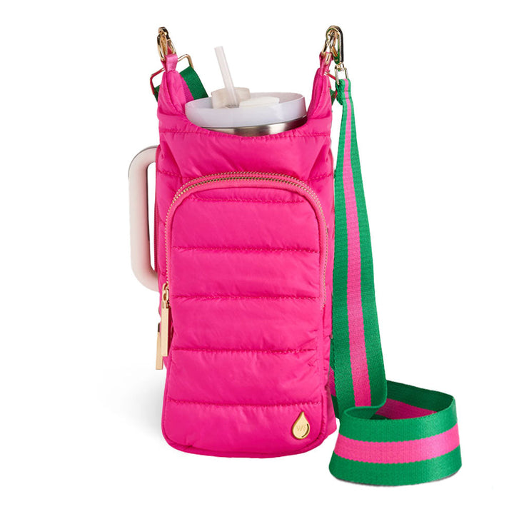 JUNE MARKET: HydroBag® Handle®- Bright Pink with Pink and Green Striped Strap by Wanderfull (Ships in 2-3 Weeks)