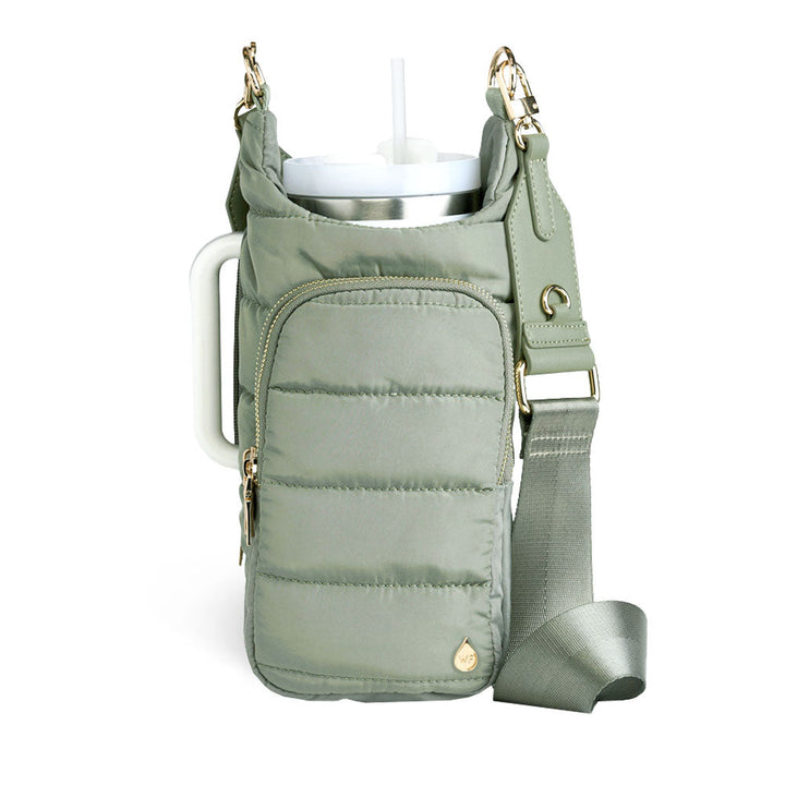JUNE MARKET: HydroBag® HANDLE® - Sage Green with Solid Vegan Leather Trimmed Strap by Wanderfull (Ships in 2-3 Weeks)