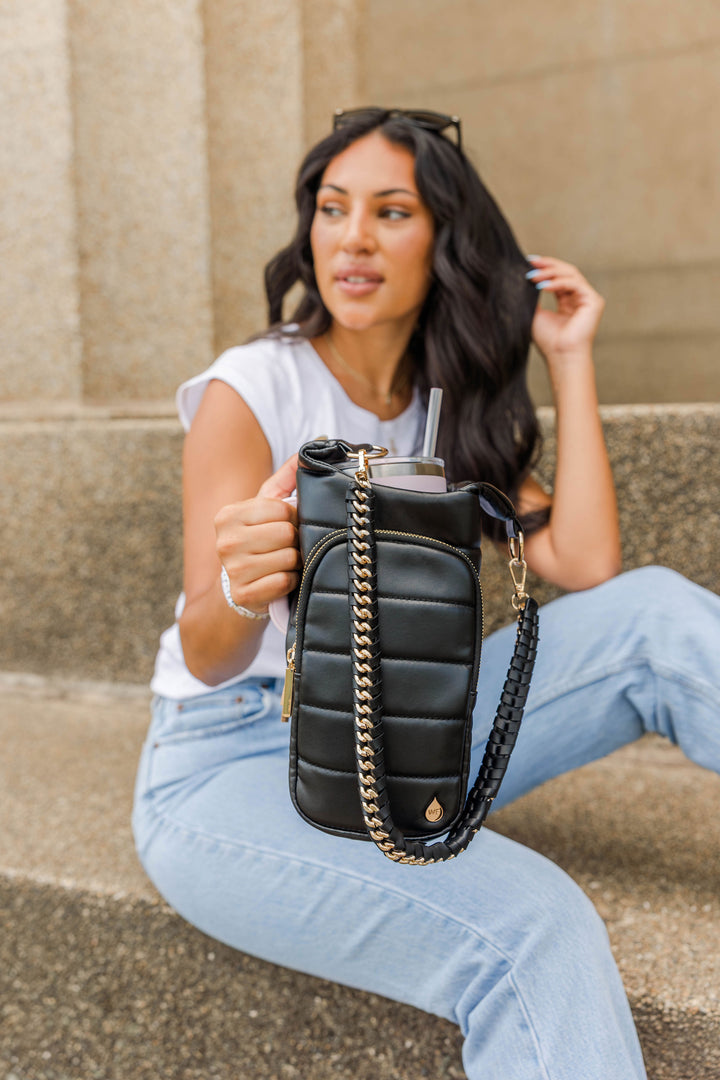 JUNE MARKET: HydroBag® HANDLE®- Black Vegan Leather with Strap Bundle by Wanderfull (Ships in 2-3 Weeks)