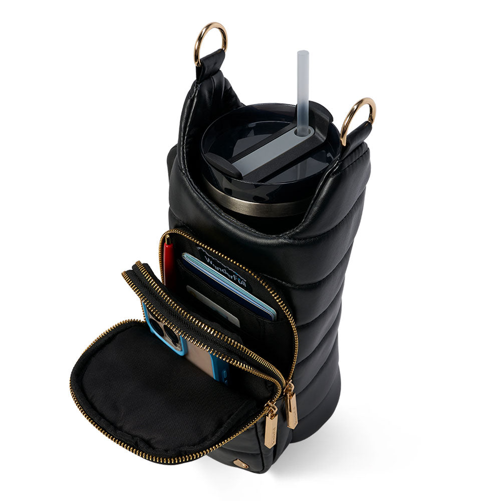 JUNE MARKET: HydroBag® HANDLE®- Black Vegan Leather with Strap Bundle by Wanderfull (Ships in 2-3 Weeks)