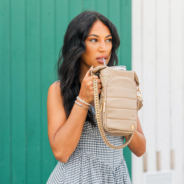 JUNE MARKET: HydroBag® HANDLE®- Taupe Vegan Leather with Strap Bundle by Wanderfull (Ships in 2-3 Weeks)