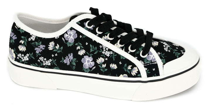 Waiting List Sneakers - Black Floral by Corkys