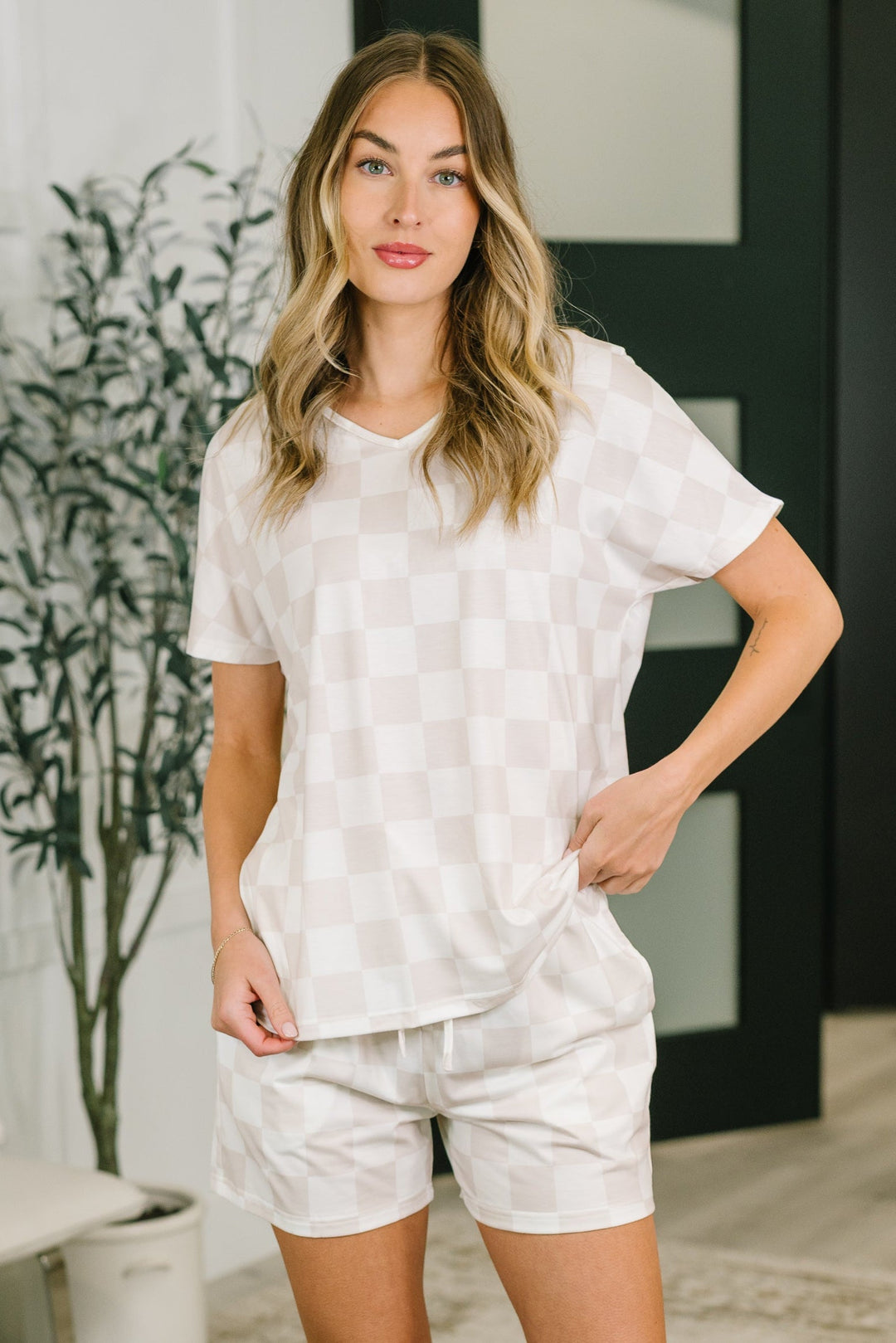 Waiting There for You Checkered Top and Bottom Set - 6/9