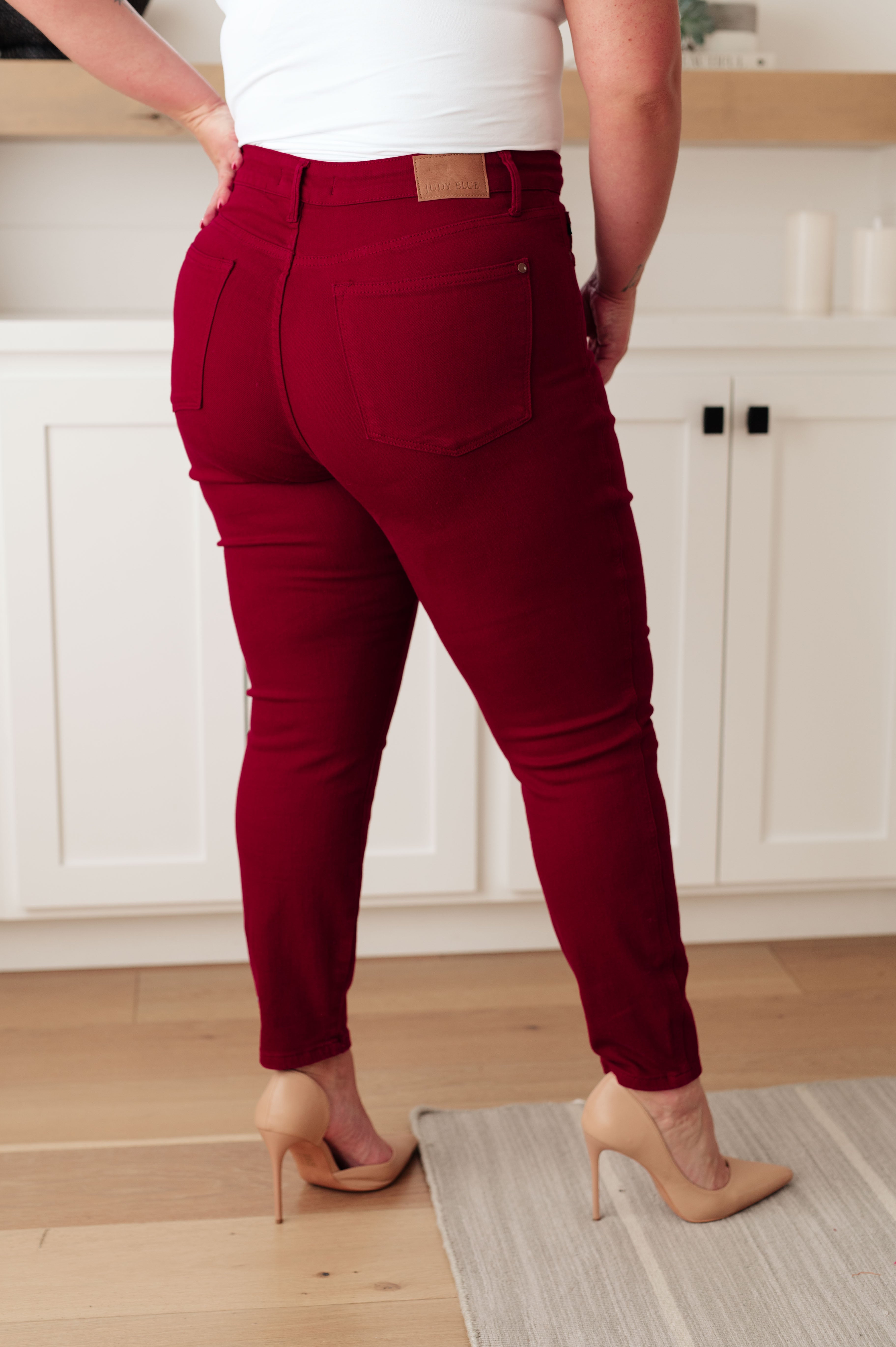 Wanda High Rise Control Top Skinny Jeans Scarlet by Judy Blue
