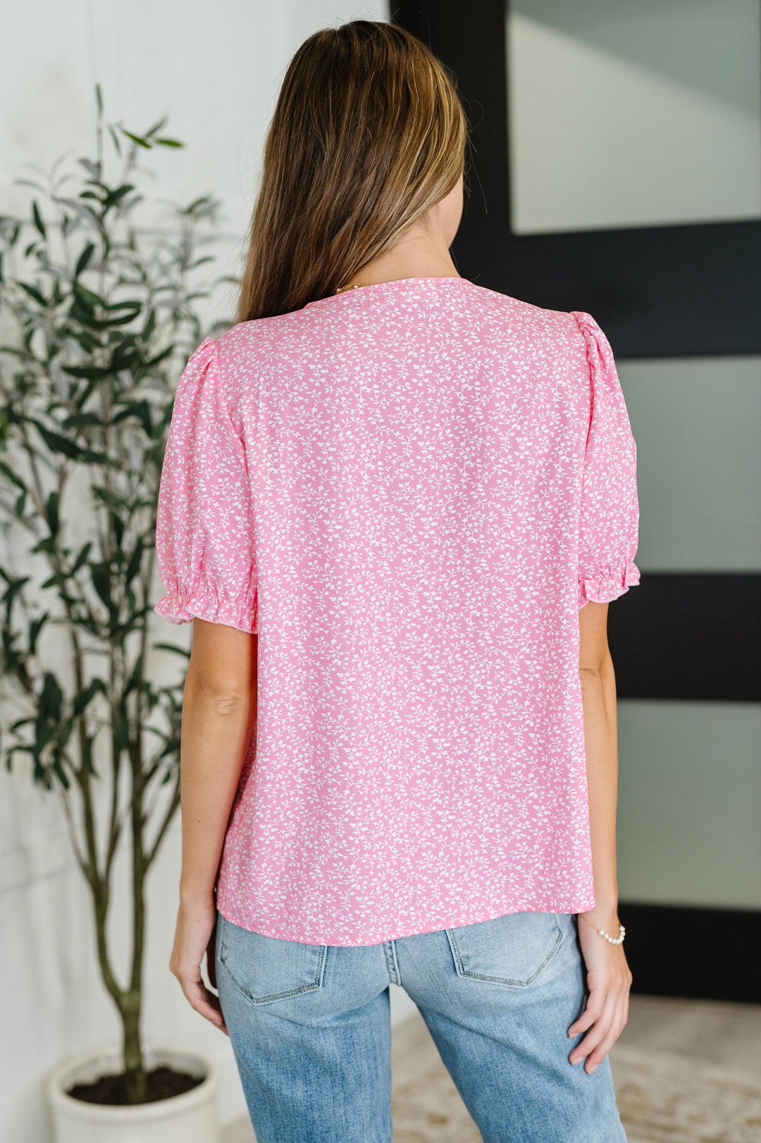 Wander Bloom Embroidered Puff Sleeve Blouse in Pink - 6/8