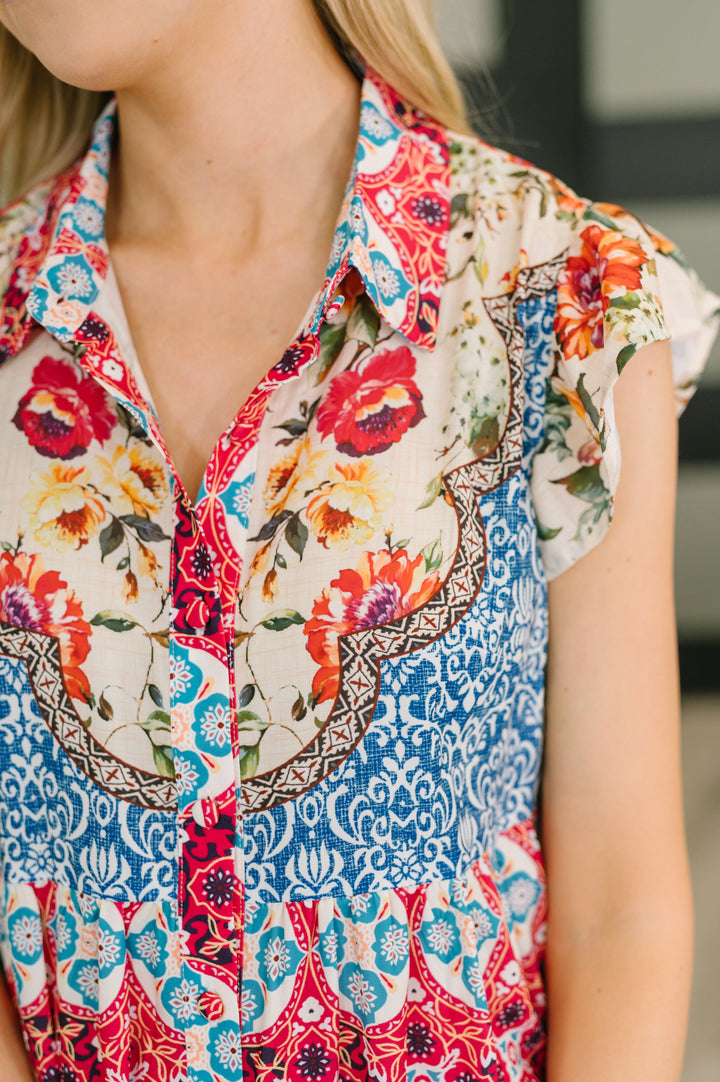 Wanted Whimsy Collared Printed Dress - 4/7