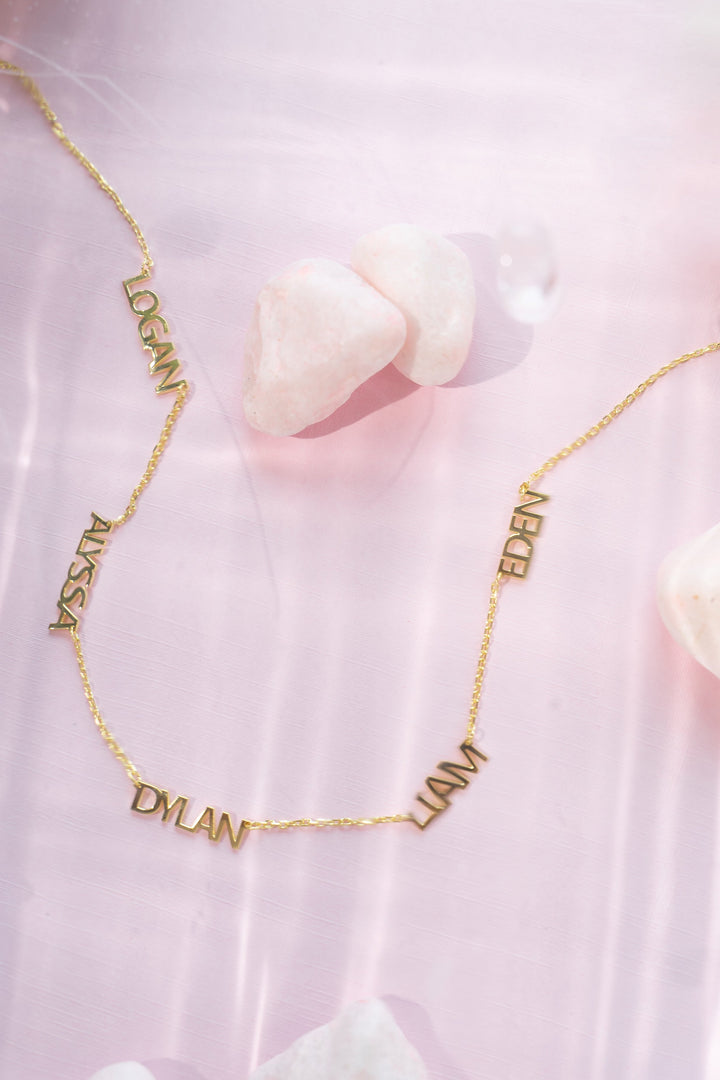 Custom Cherish Multiple Name Necklace - Water Resistant by the Sis Kiss (Ships in 4 Weeks)