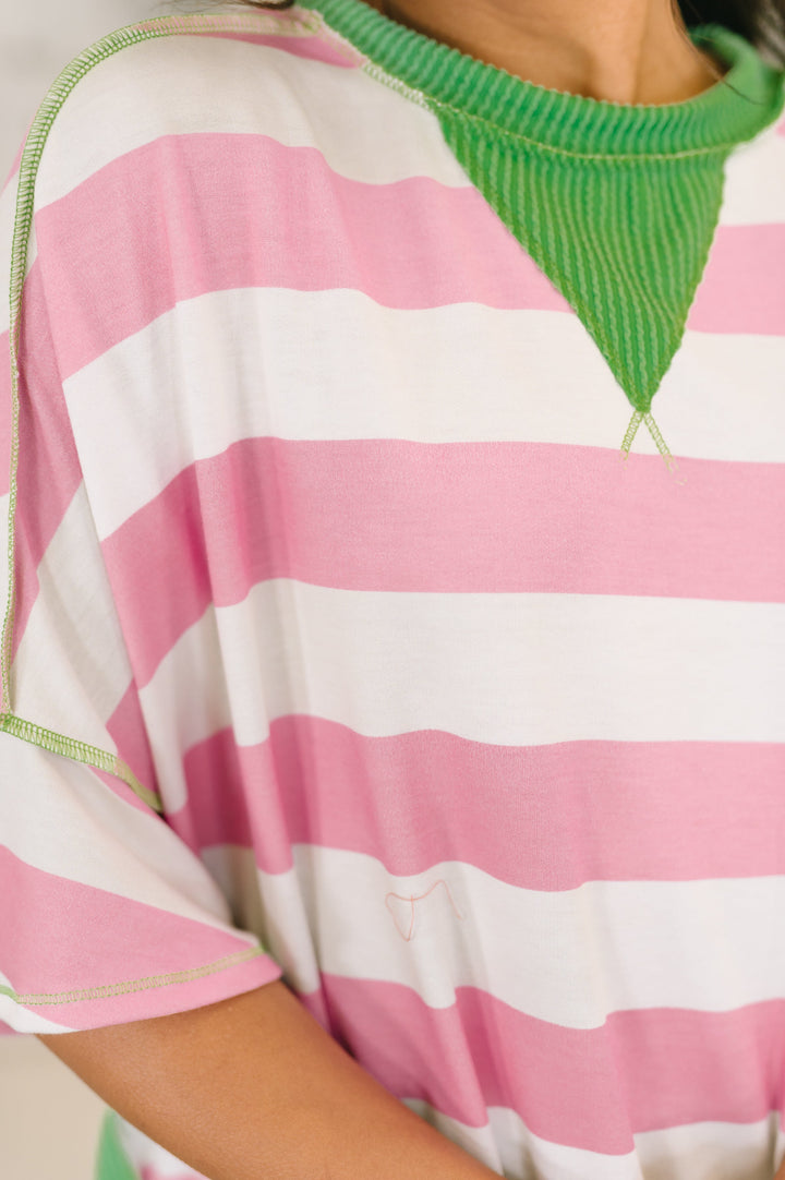 What's a Girl to Do Contrast Trim Relaxed Top - 3/16