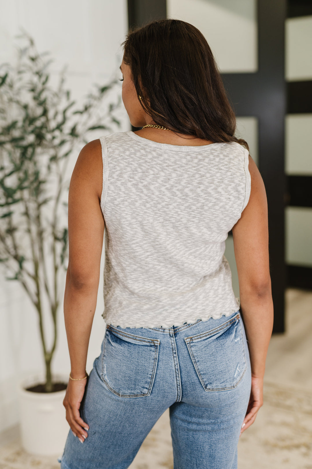 What's the Plan Lettuce Hem Tank in Heather Grey - 7/2