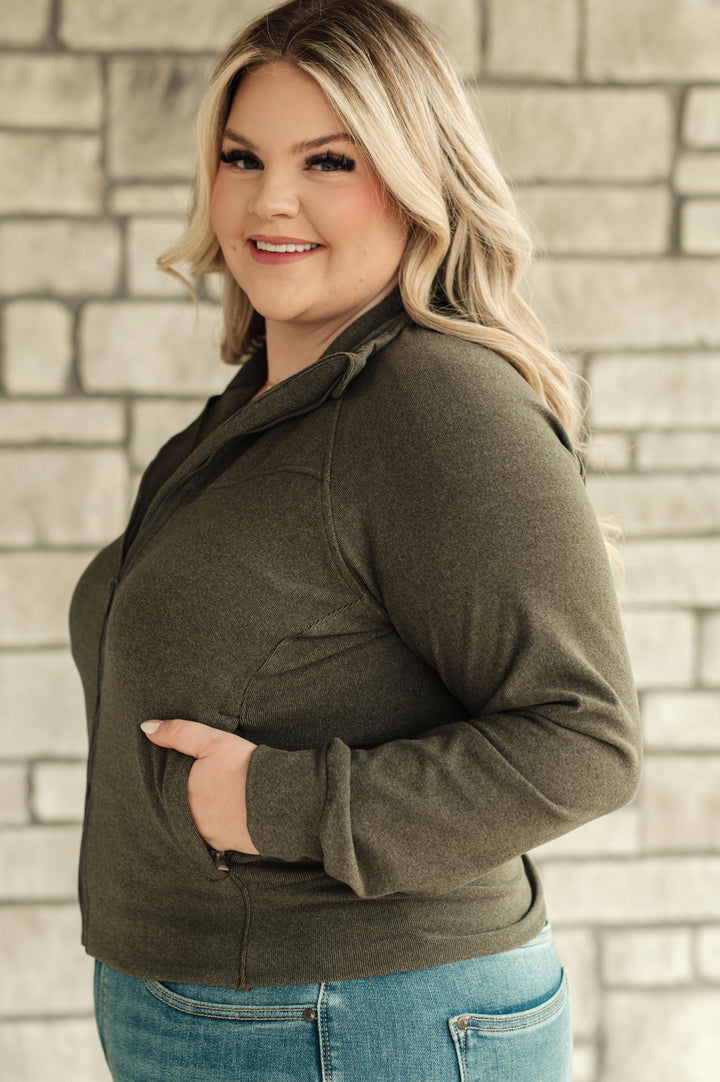 Where Are You Zip Up Jacket in Olive - 12/11