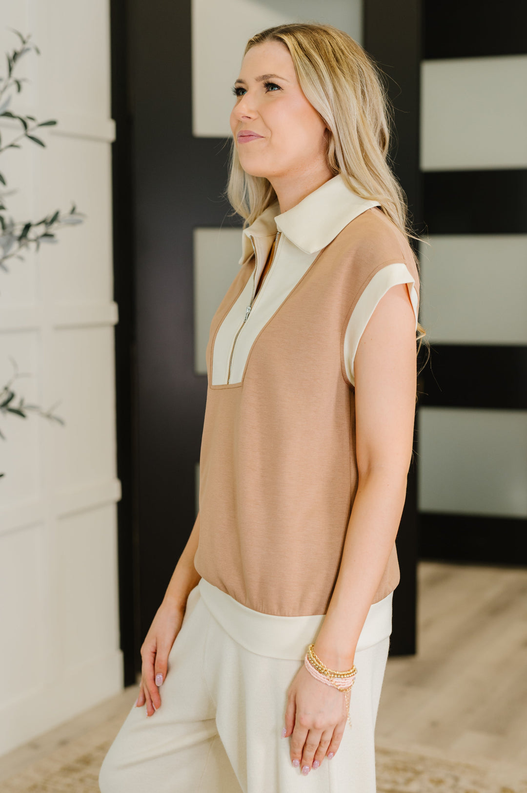 Whispered Urgently Color Block Half Zip Top - 8/21