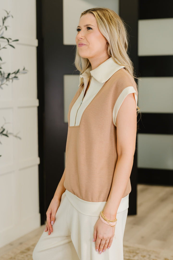 Whispered Urgently Color Block Half Zip Top - 8/21