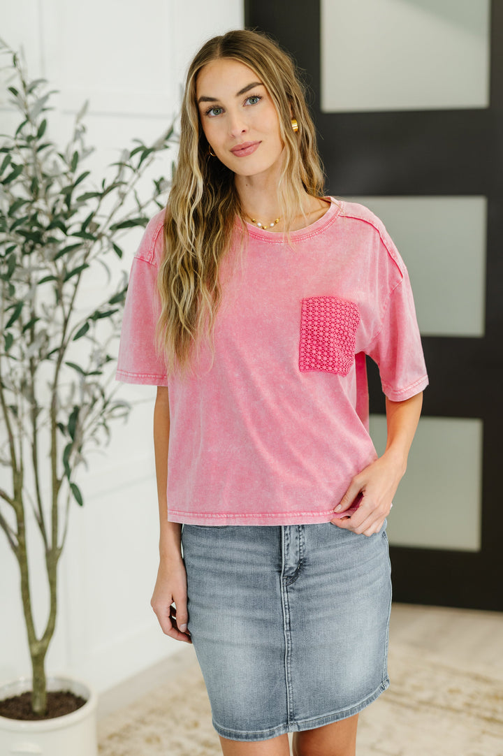 Who's That Girl Crochet Pocket T-Shirt - 4/16