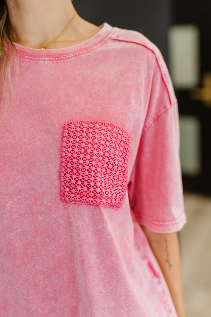 Who's That Girl Crochet Pocket T-Shirt - 4/16