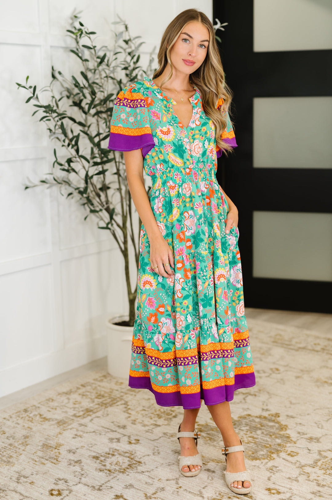 Wildflower Wish Gathered Tier Dress in Mint - 6/4
