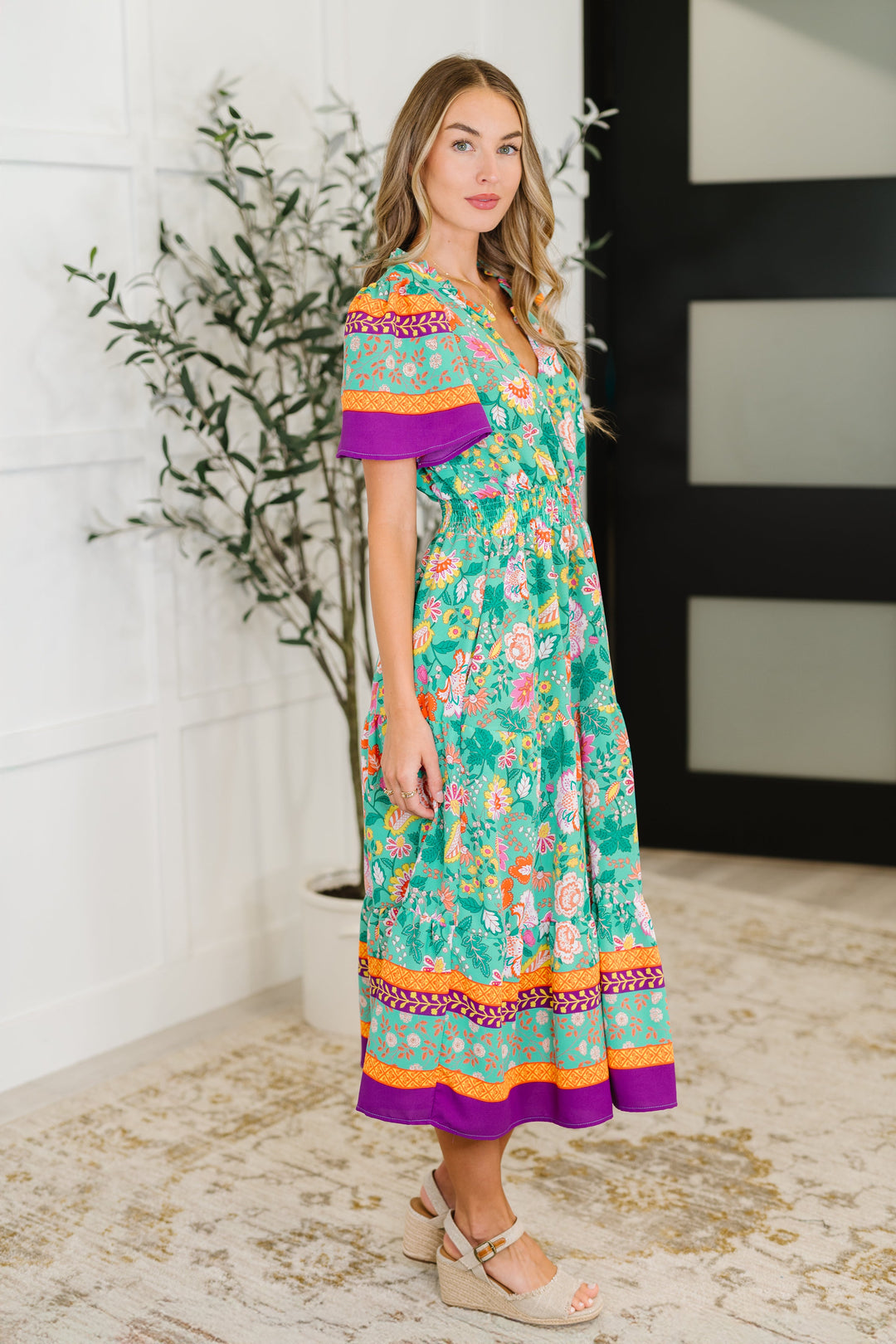 Wildflower Wish Gathered Tier Dress in Mint - 6/4