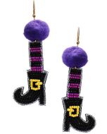 Beaded Witch Shoes Dangle Earrings
