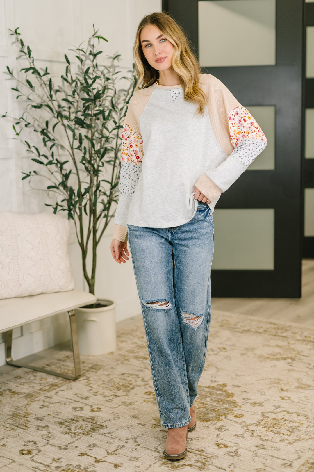 Wondering Aloud Patchwork Long Sleeve Top - 3/3