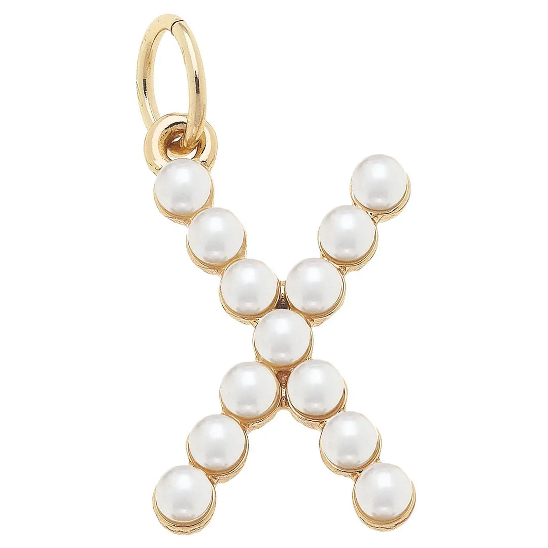 Pearl-Studded Letter Charm in Ivory By Canvas