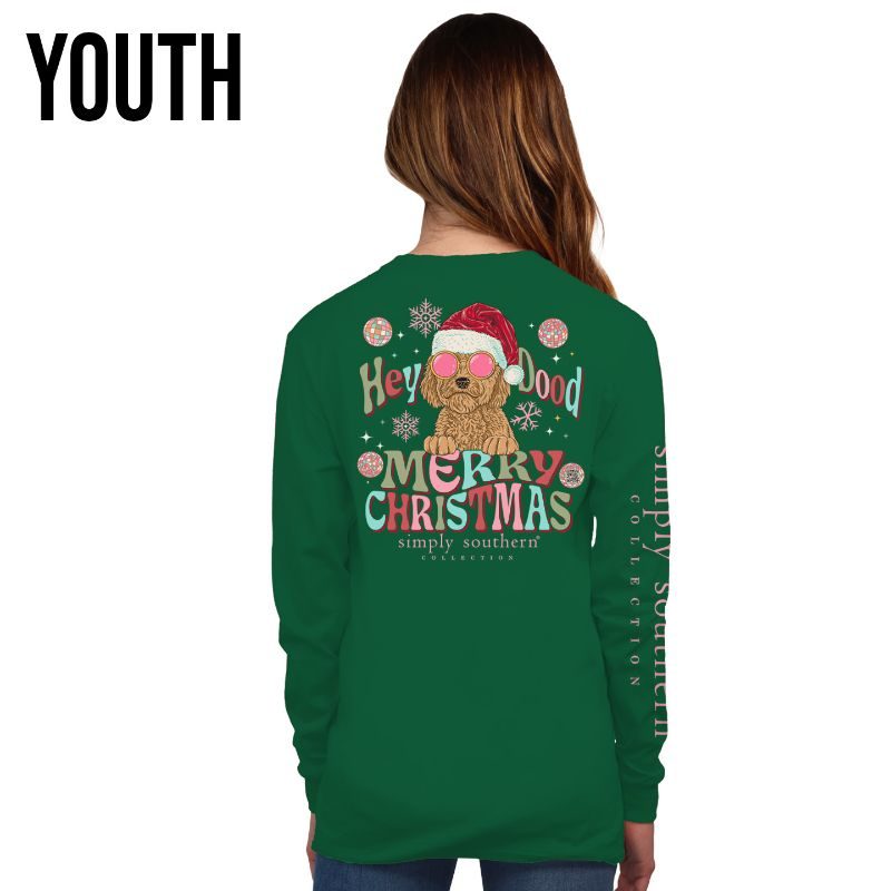 Youth 'Hey Dood' Christmas Pup Long Sleeve Tee by Simply Southern