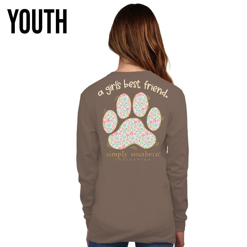 Youth 'Girl's Best Friend' Pawprint Long Sleeve Tee by Simply Southern