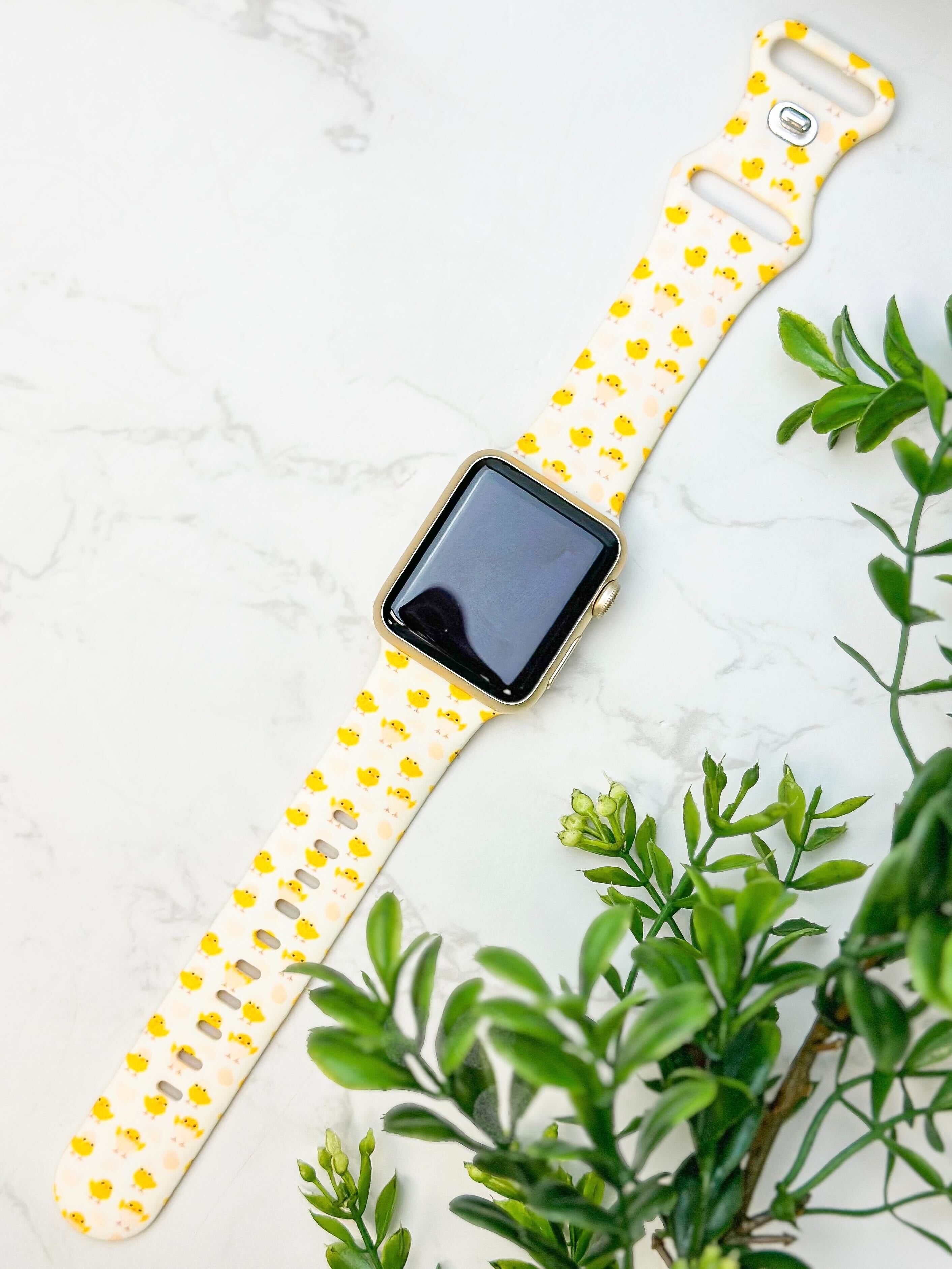 Yellow Chick Printed Silicone Smart Watch Band - One Size