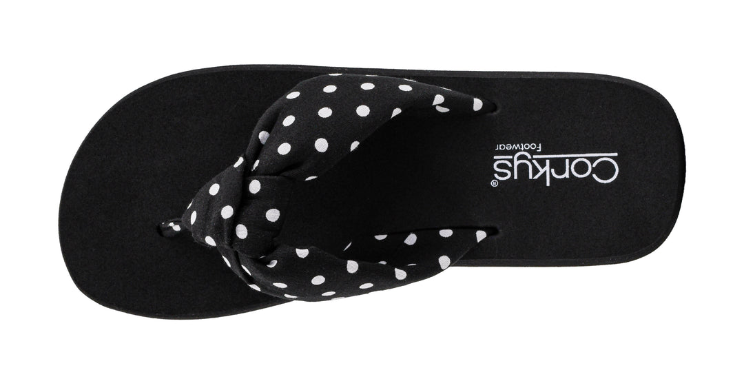 You Go Girl Chunky Flip-Flop - Black & White Polka Dots by Corkys