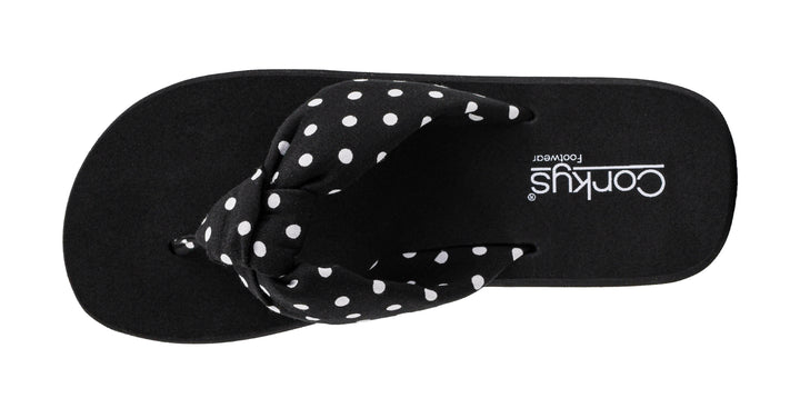 You Go Girl Chunky Flip-Flop - Black & White Polka Dots by Corkys