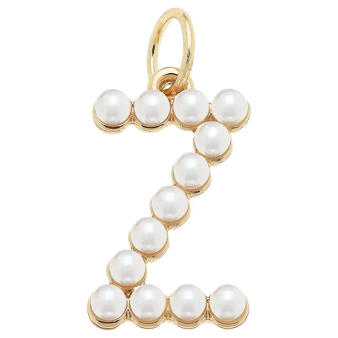Pearl-Studded Letter Charm in Ivory By Canvas