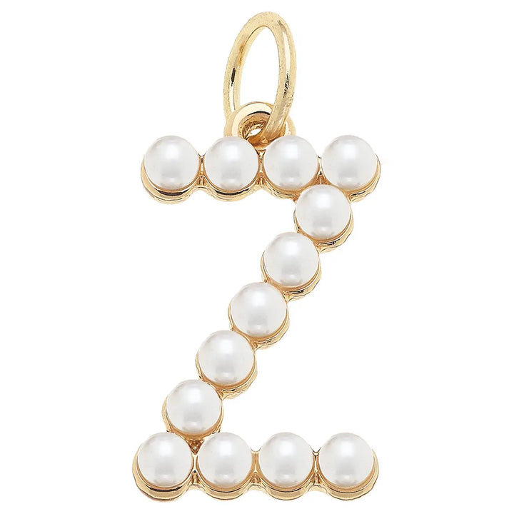 Pearl-Studded Letter Charm in Ivory By Canvas