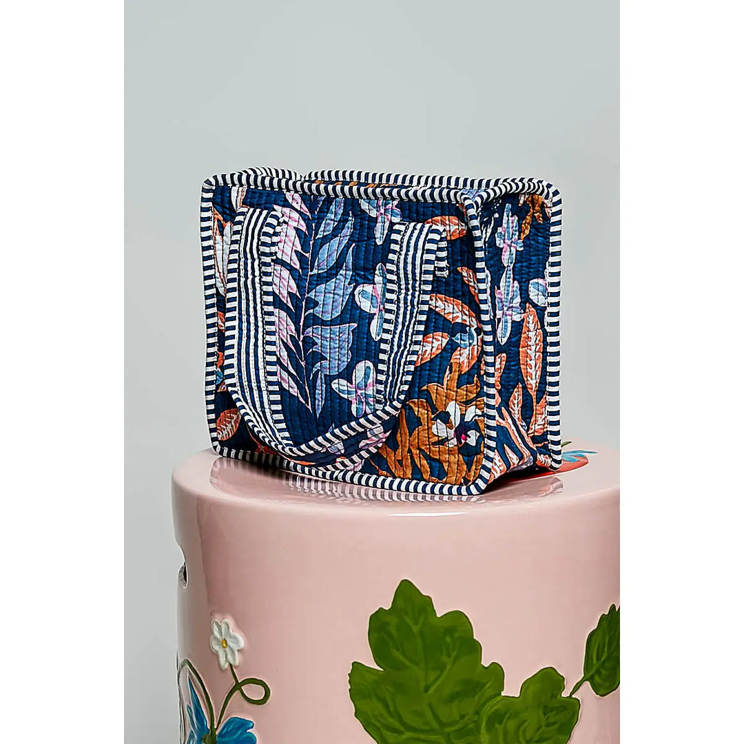 Essentials Mini Quilted Cube Bag - Navy Multi by POL