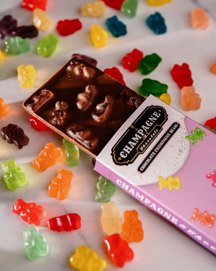 Champagne Gummy Bears Milk Chocolate Bar