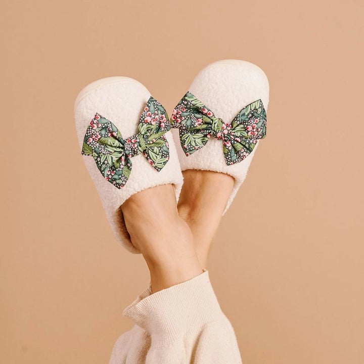 Betty Bow Fuzzy Slippers - Jolly Sprig by the Darling Effect