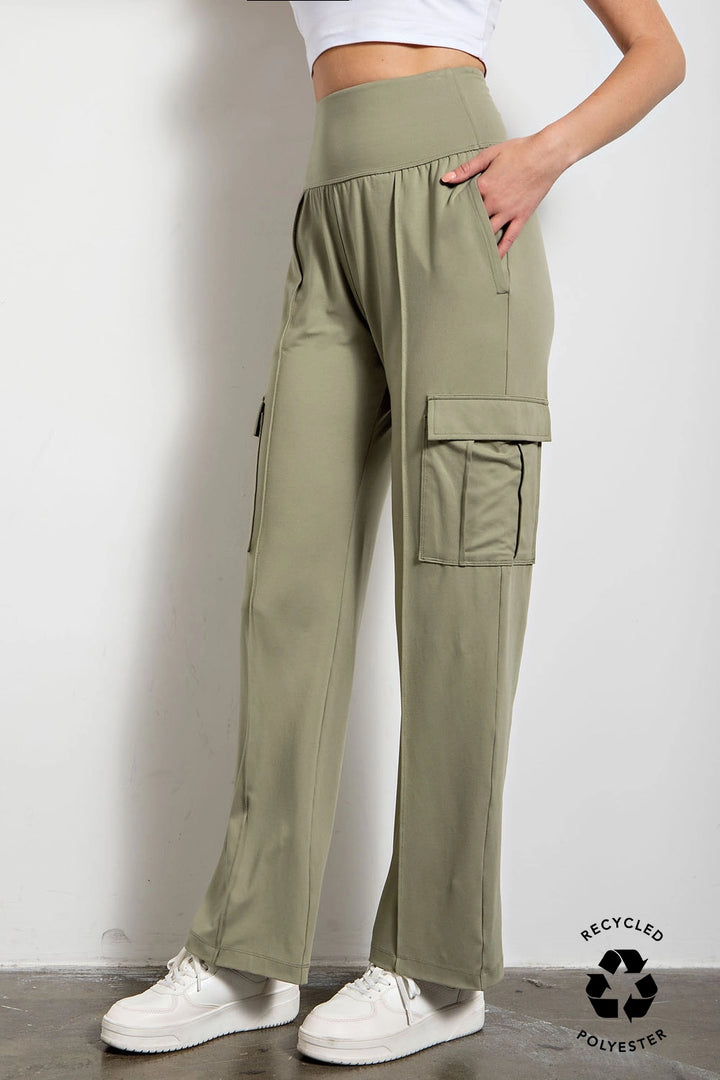 Final Sale: Butter Straight Leg Cargo Pants by Rae Mode - Rosemary Green